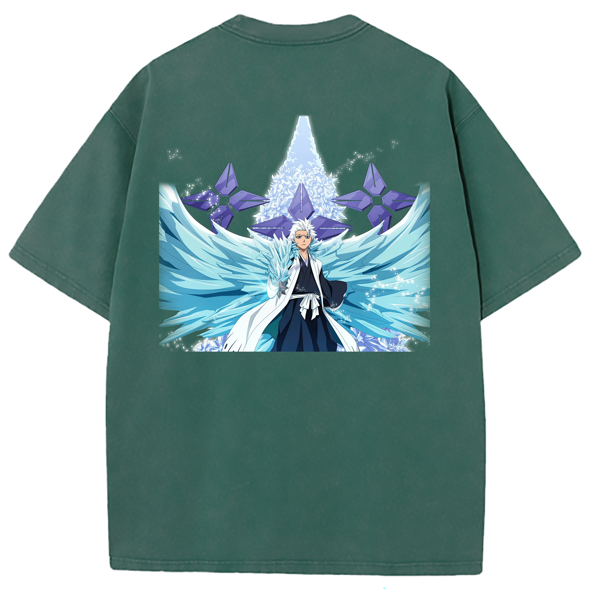 （画像用） ブリーチ 日番谷冬獅郎（ひつがや とうしろう） BLEACH Hitsugaya Toushirou 綿100% ヴィンテージ風 半袖Tシャツ（背面プリント）
